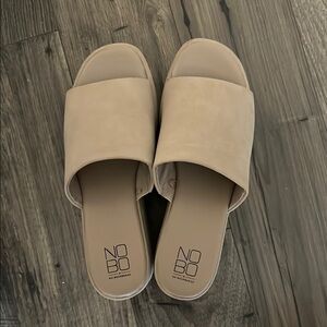 NOBO Beige Suede Slide Sandals Casual Comfort